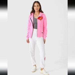 Aviator Nation Women's Bolt Heart Zip Hoodie Size XS Neon Pink